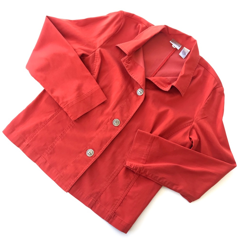 Chico's Orange Button Down Light Jacket Size M